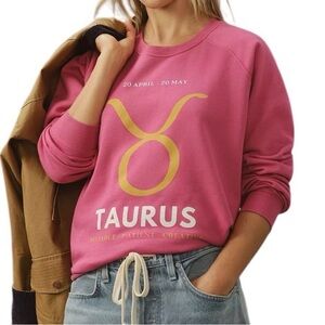 Anthropologie The Zodiac Pink Taurus Sweatshirt, Medium, NWT